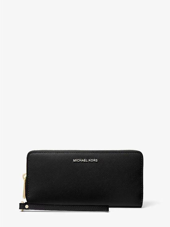 Michael Kors Handbags - Michael Kors | Women’s Black Jet Set Saffiano Leather Zip Around Wallet Wristlet